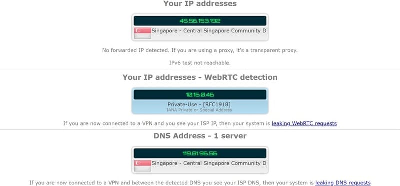 ExpressVPN DNS Leak Test