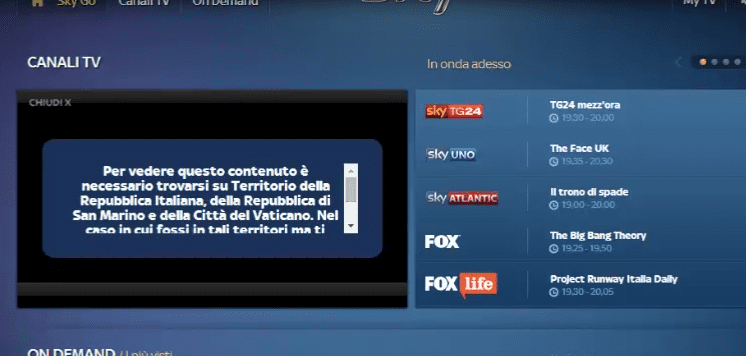 Unblock and watch Sky Go Italia outside Italy using VPN