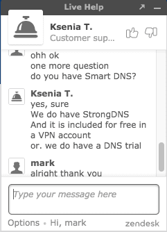 Support 1 StrongVPN