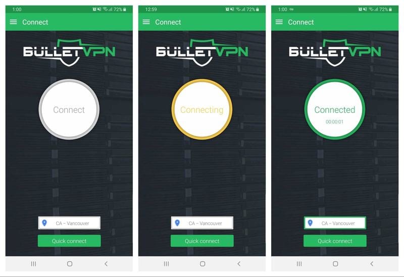 BulletVPN App Interface