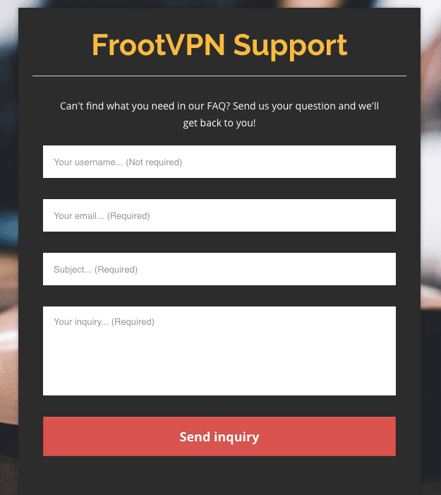 FrootVPN Review - Customer Support