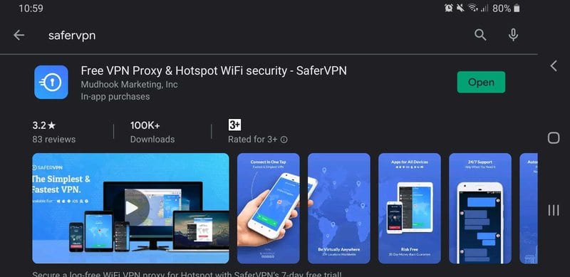 SaferVPN Play Store