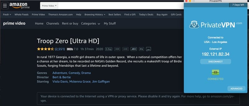 Amazon Prime Error PrivateVPN
