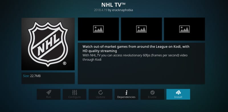 Click on Install NHL.TV
