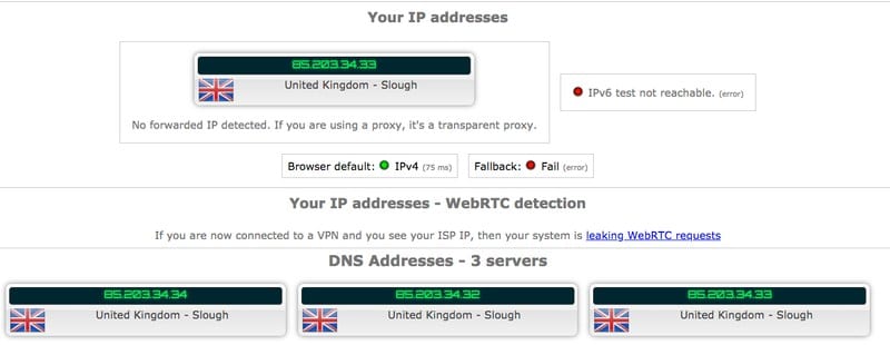 ExpressVPN Leak test