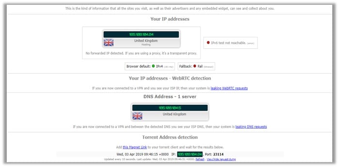 IPVanish Leak Test