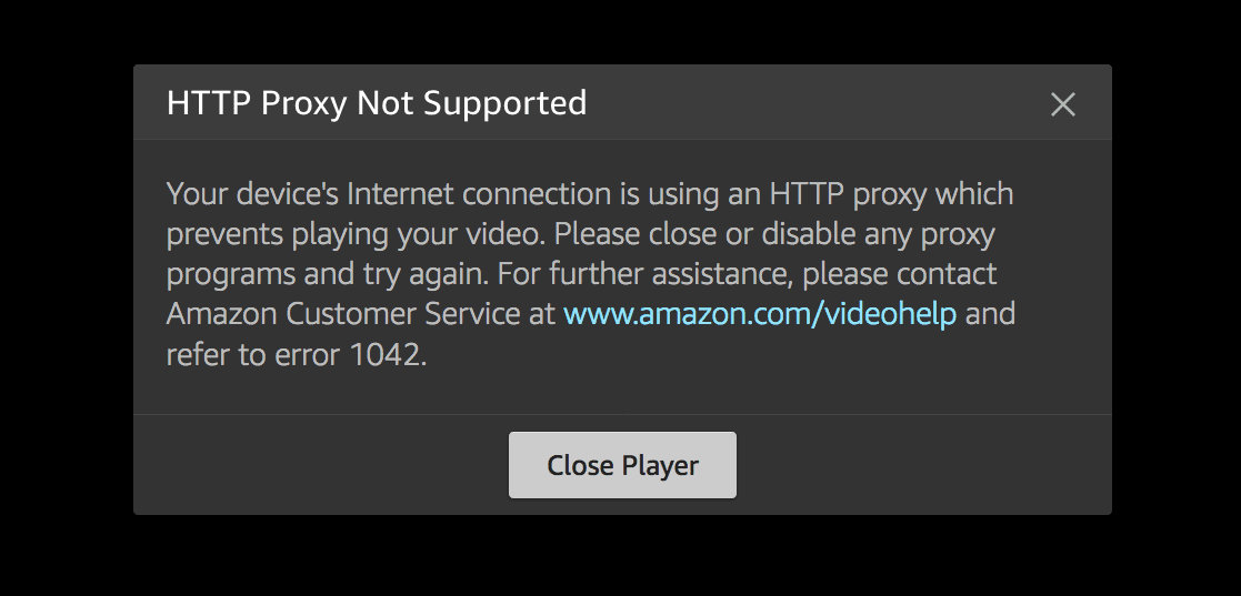 Amazon Prime HTTP Proxy Error Fix