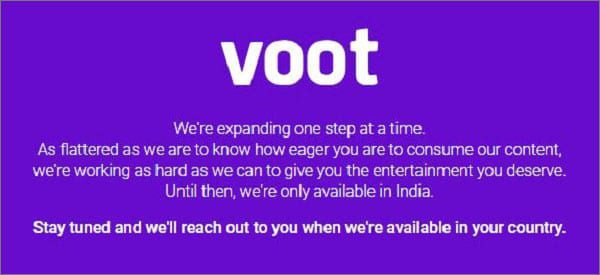 Voot Error Message