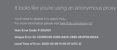 Hulu Proxy Error