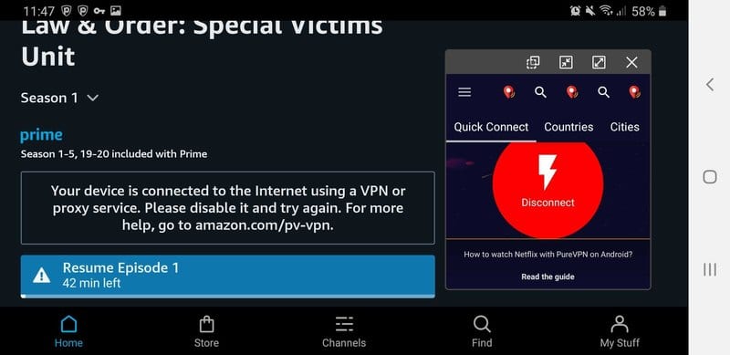 PureVPN Amazon Prime Video