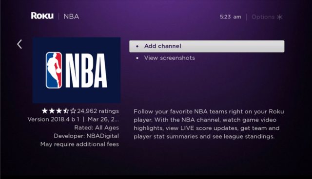 NBA add Channel
