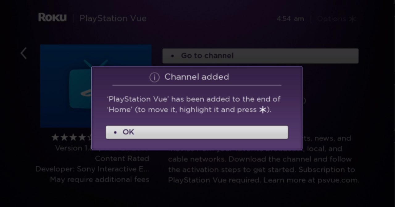 PlayStation Vue channel added