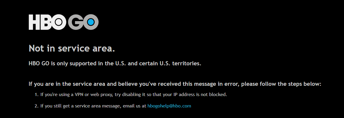 HBO GO Geo-Error outside the USA