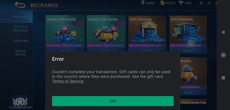 Google aware of Play Store “Couldn't complete your transaction, Gift cards  can only be used in the country they were purchased” error : r/Android