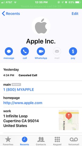 Support Line Phishing Scam - Apple Inc Spoof