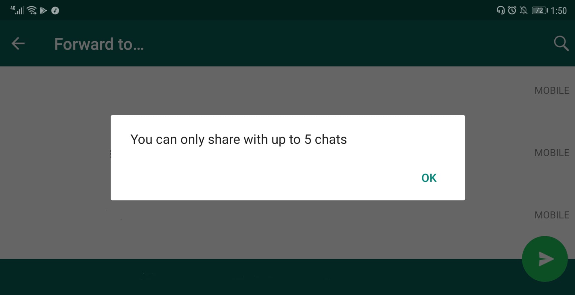 WhatsApp Forwarding Limit