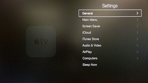 Settings Apple TV Pre