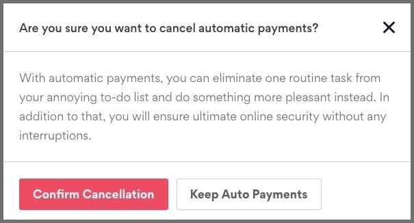 Cancel Automatic Payment