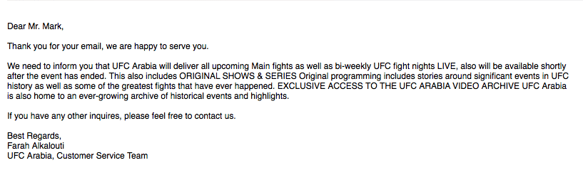 UFC Arabia Reply