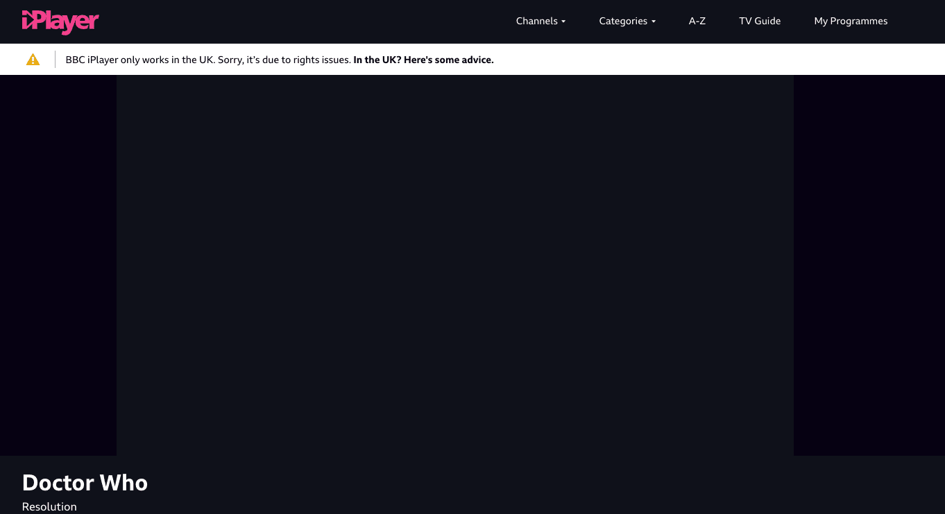 BBC iPlayer Doctor Who Error
