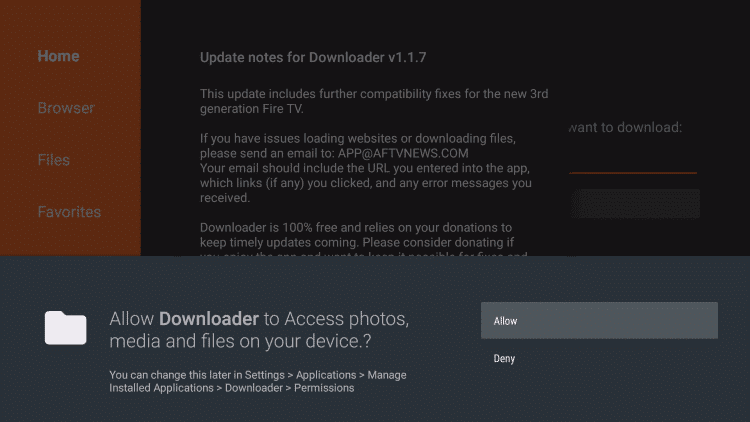 Downloader Allow Access
