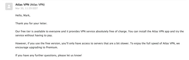 Atlas VPN Reply