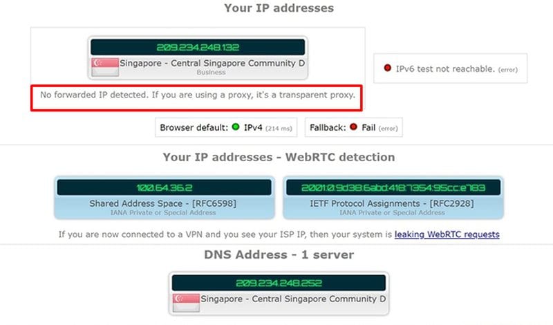 ExpressVPN vs SurfShark - SurfShark DNS Leak Test