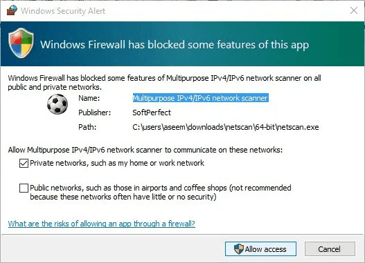 Firewall blocks it