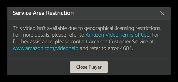 Amazon Prime Video Error