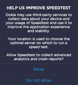 Información personal de Speedtest