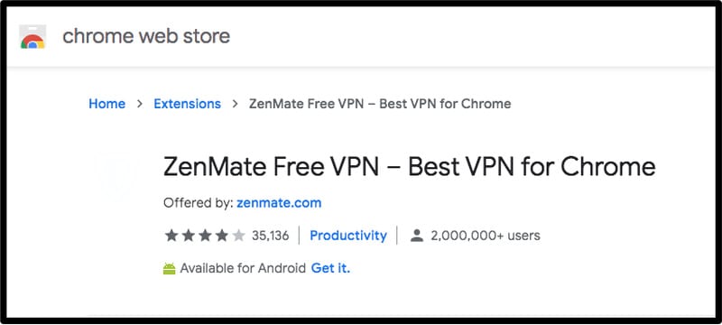 ZenMate Extension Rating