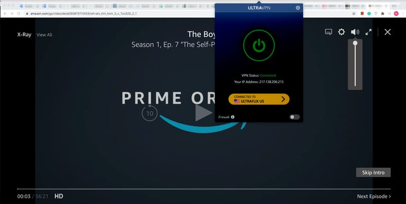 UltraVPN Amazon prime Video