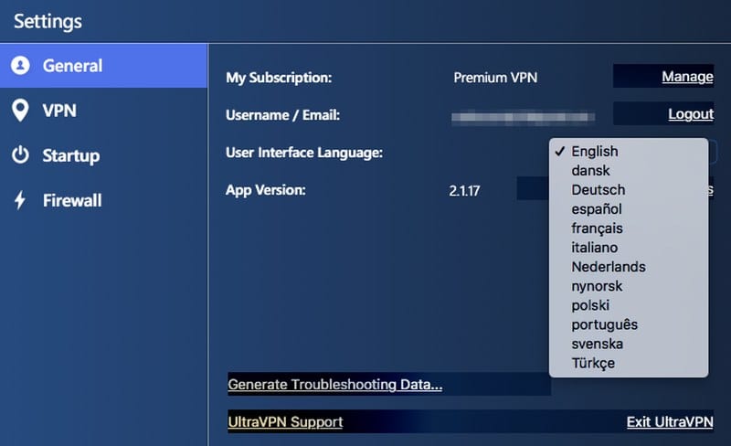 UltraVPN Languages App