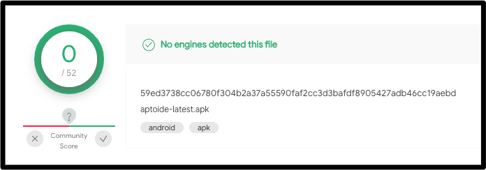 Aptoide VirusTotal