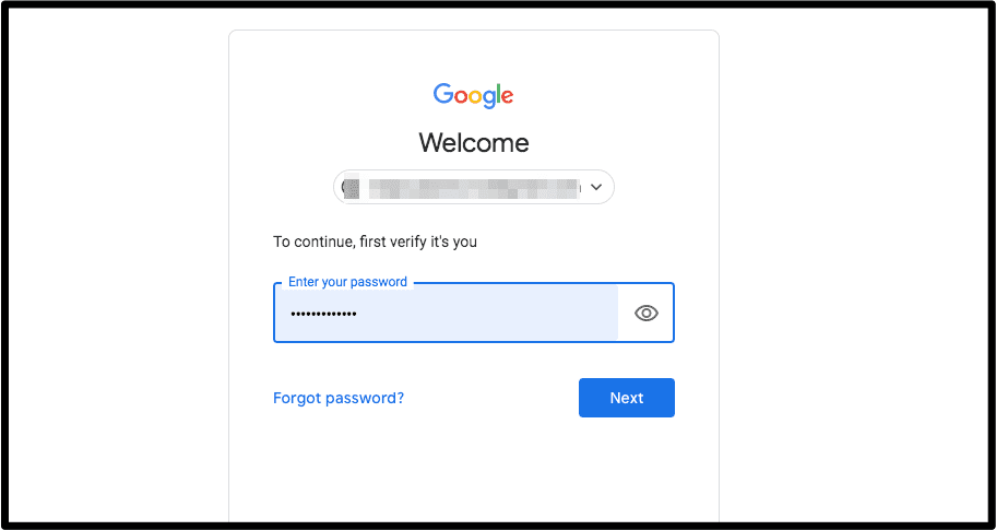 Enter Password Gmail