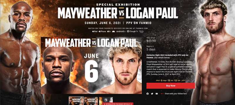 Logal Paul vs. Mayweather Pricing 2