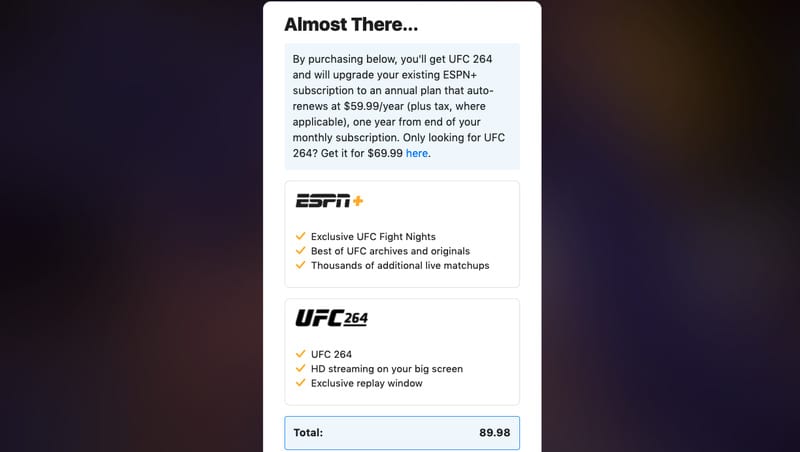 UFC 264 Price
