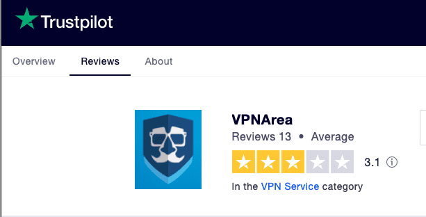 VPNArea Trustpilot