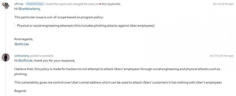 Uber Vulnerability Rejected