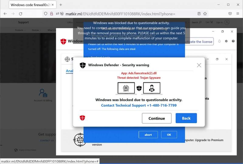 Windows Defender Scam