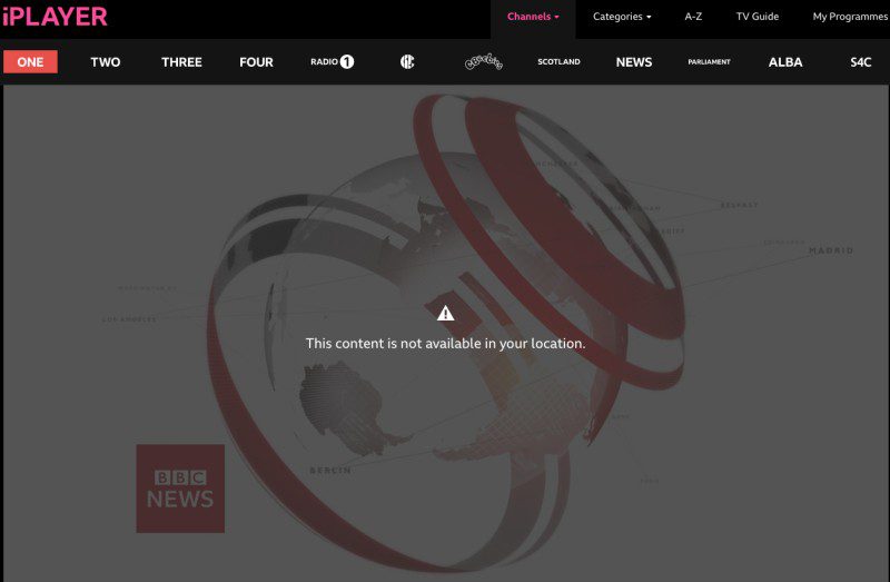 BBC iPlayer Live Error