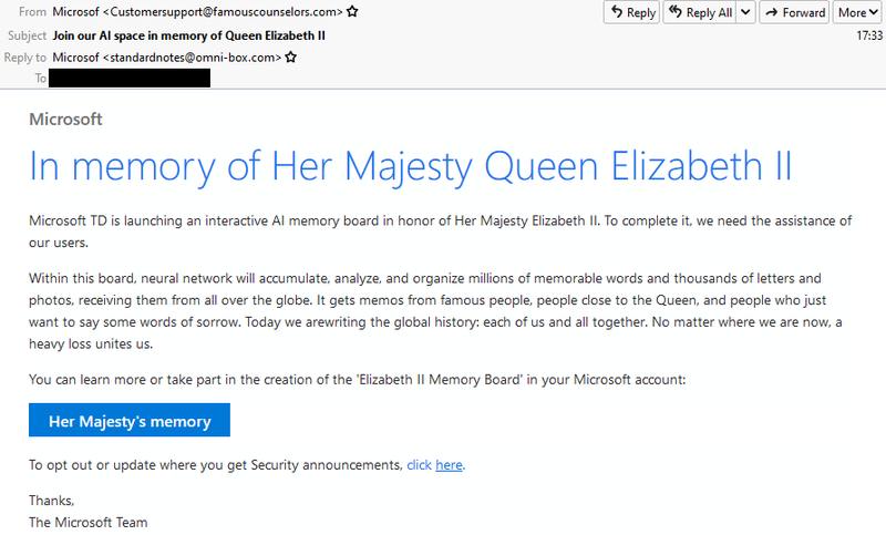The Fake Queen Death Email