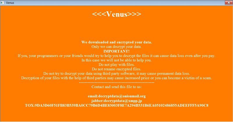 Venus Ransomware