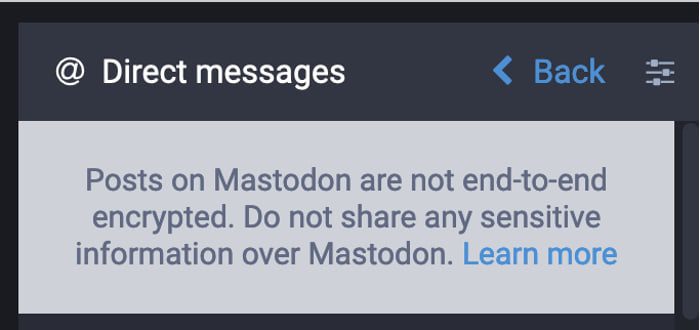 Mastodon DM Notice
