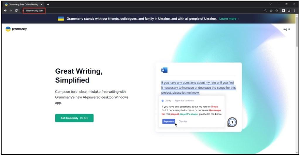 Grammarly Phishing Site