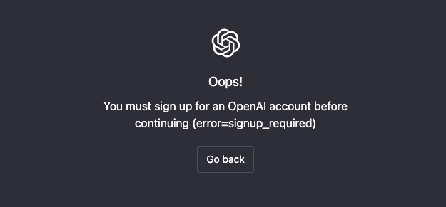 Sign Up Error