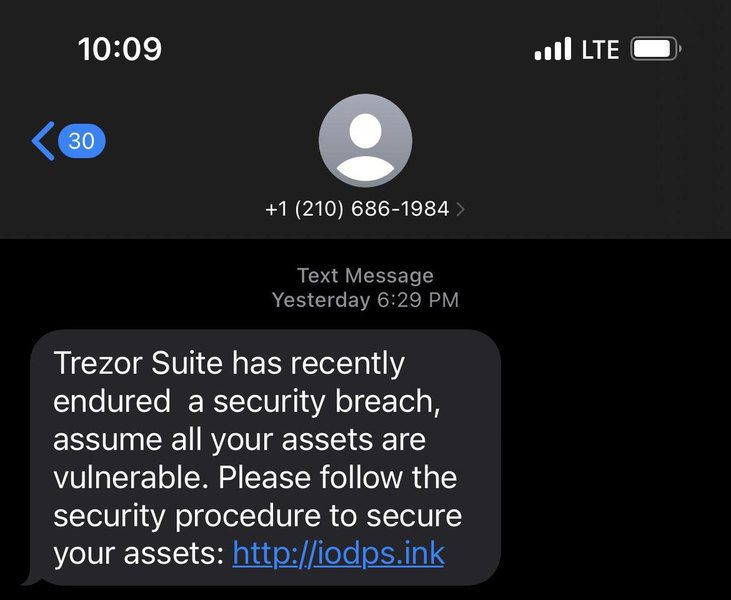 Trezor Fake SMS